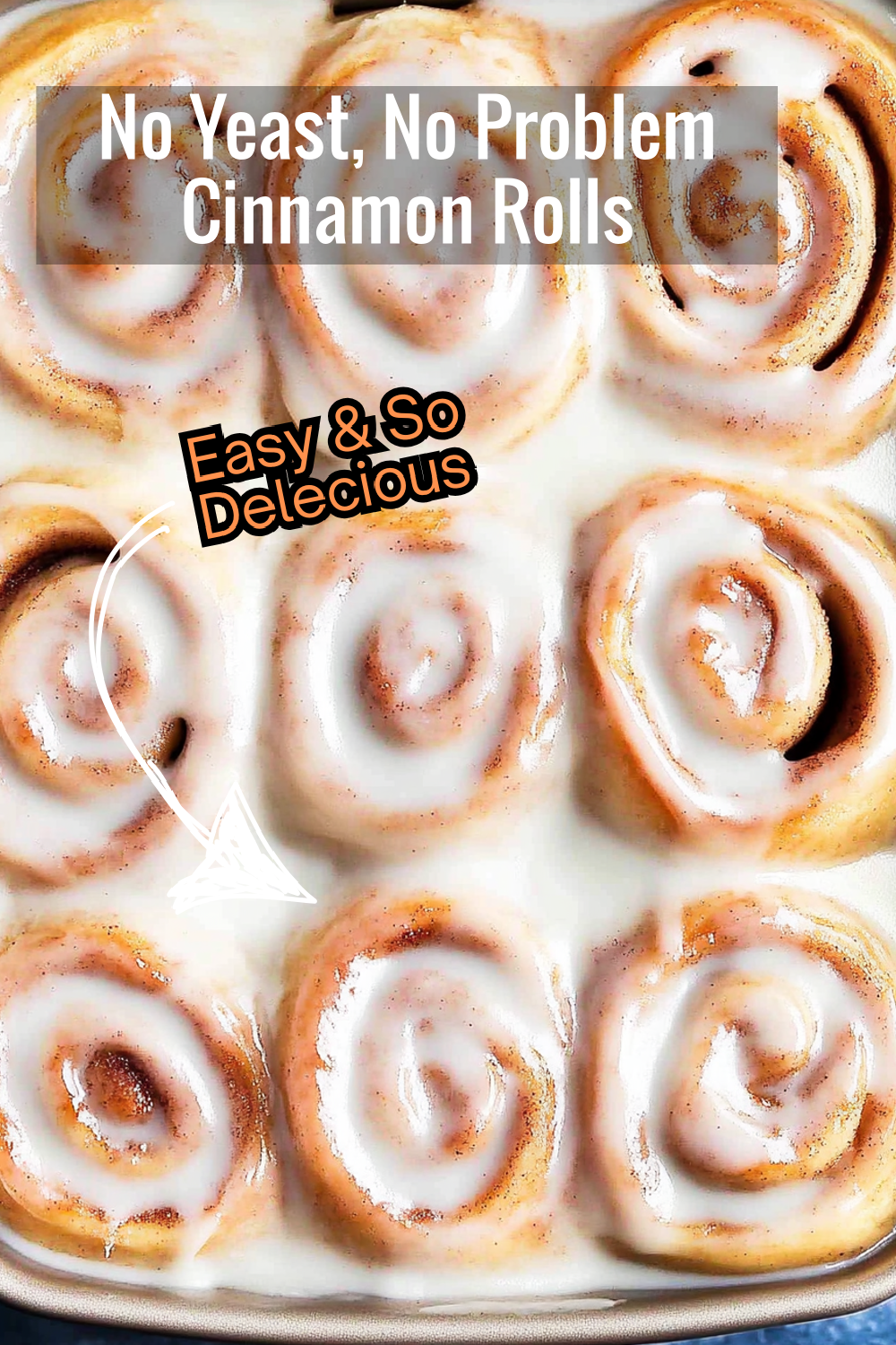 No yeast, no problem! Enjoy these delicious cinnamon rolls with a creamy glaze – no waiting for dough to rise!