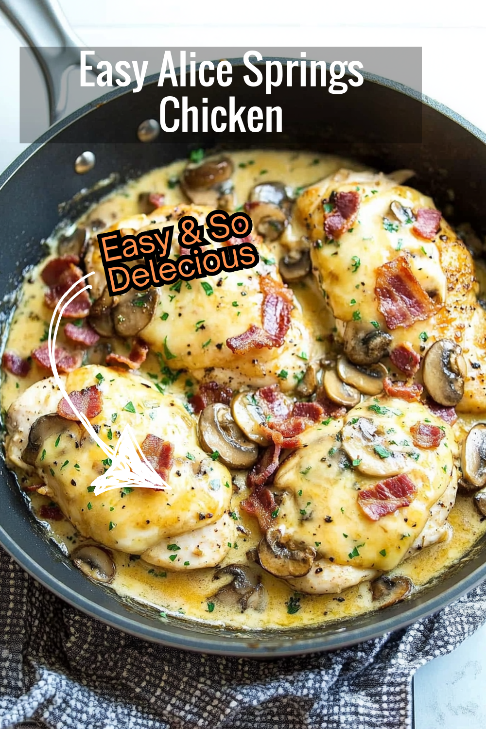 Discover how to make this delicious Alice Springs Chicken Recipe, featuring tender grilled chicken, crispy bacon, mushrooms, and melted cheese, all topped with honey mustard.