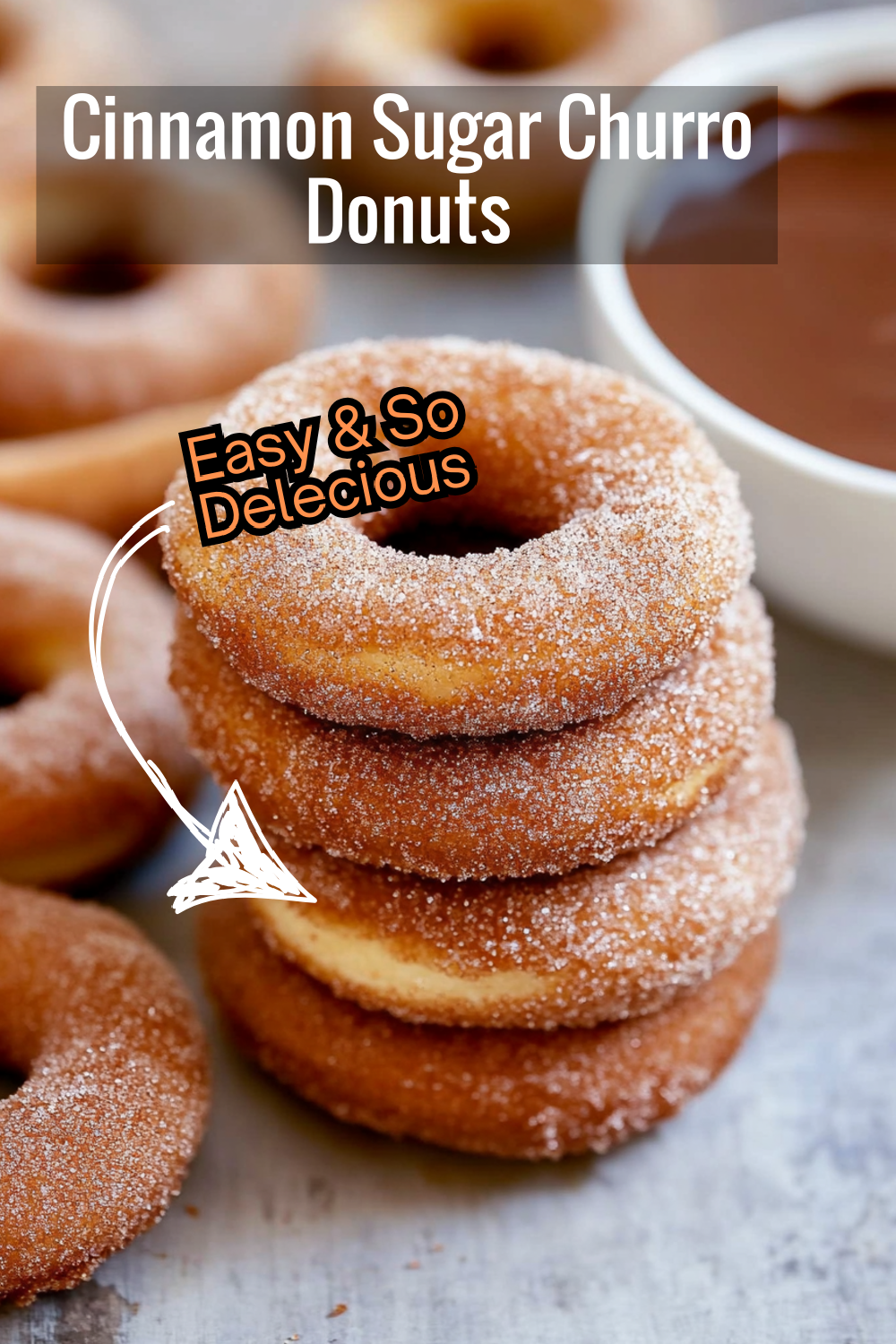 Enjoy the flavors of churros in donut form with this baked recipe. Each donut is covered in cinnamon sugar and baked to golden perfection.