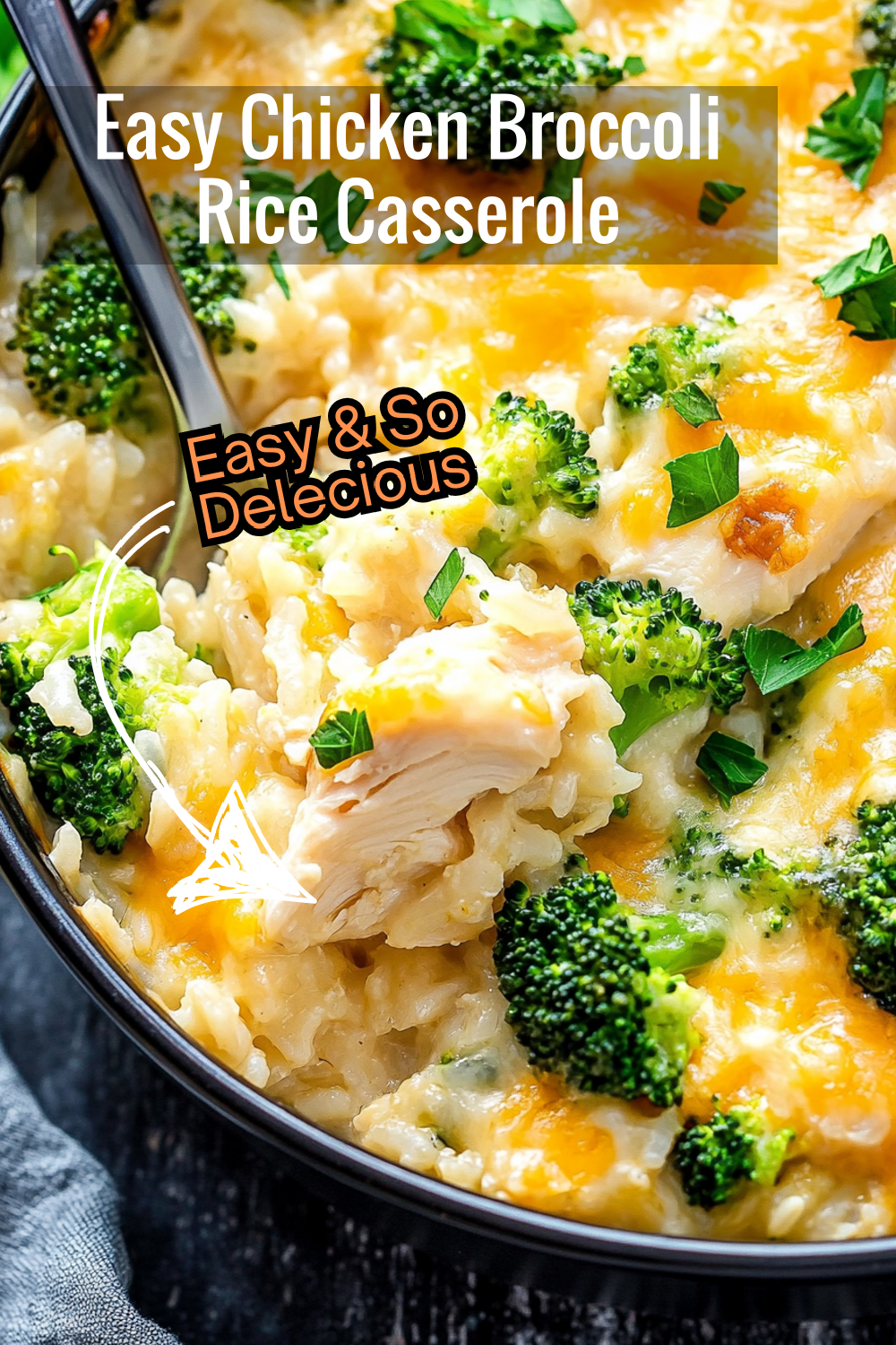 A one-pan cheesy chicken broccoli rice casserole that’s quick to make and perfect for busy weeknights. Comfort food at its best!