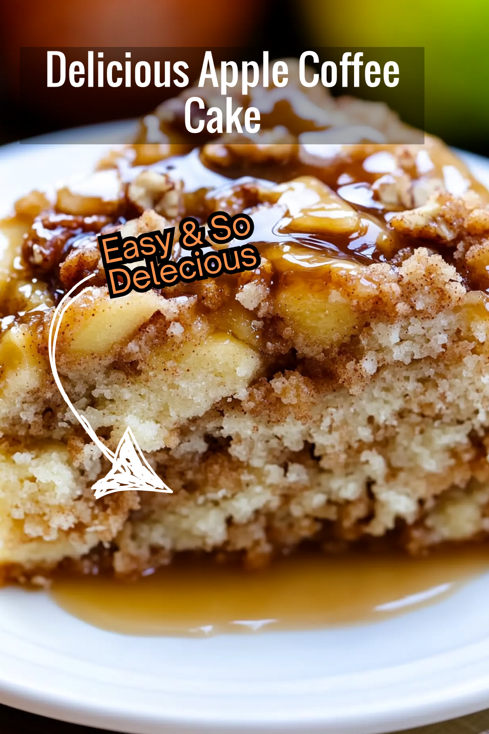 A golden-brown pecan crumb topping crowns this delicious apple coffee cake. Perfect with a morning coffee or as a cozy dessert.