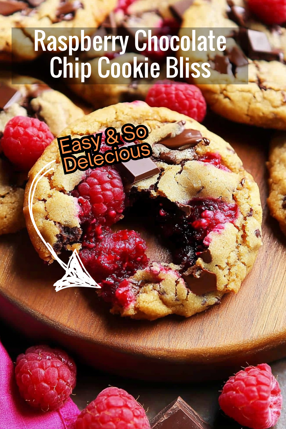 Baked to perfection, these raspberry chocolate chip cookies are thick, soft, and bursting with juicy raspberries and melty chocolate chunks.