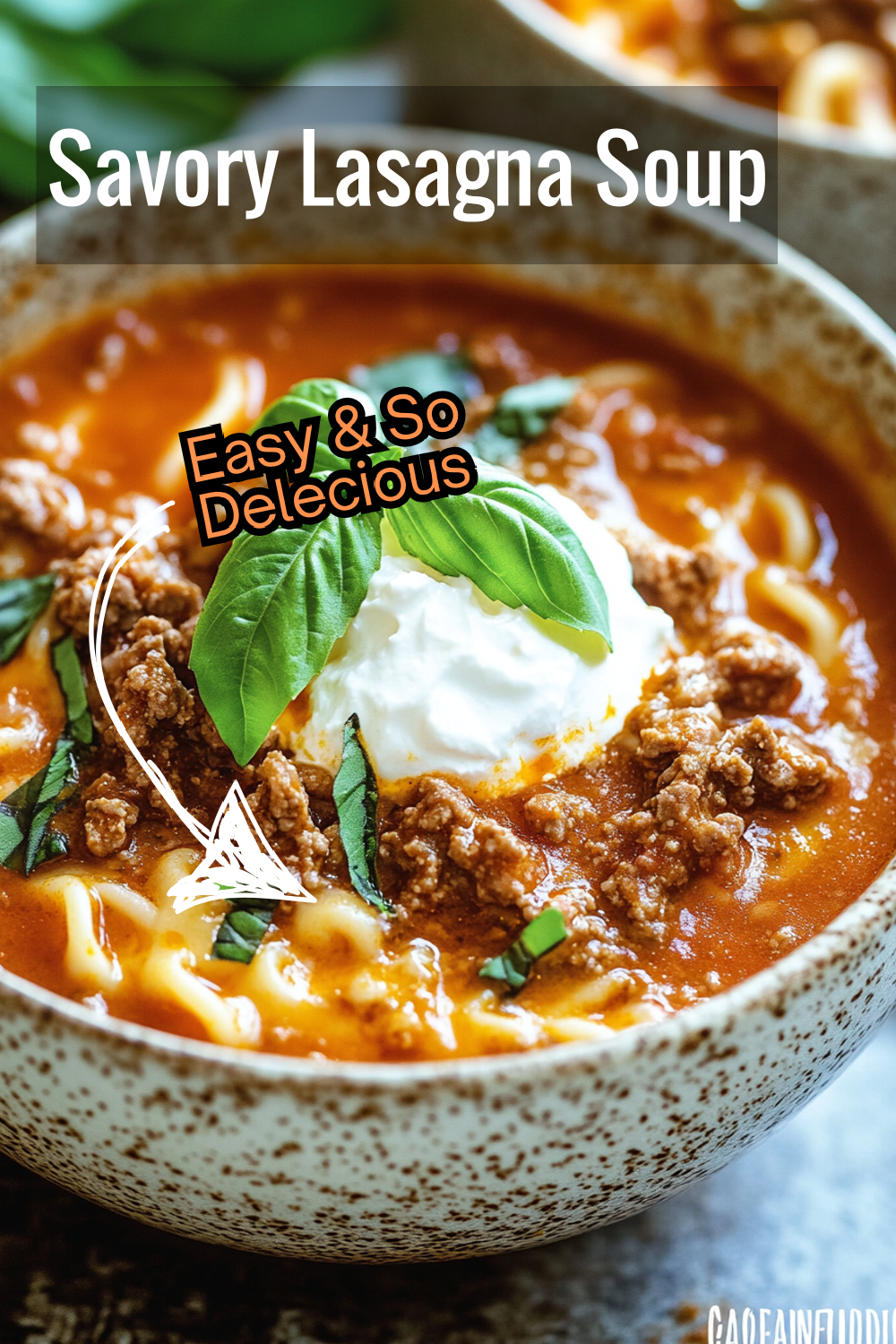 Full of bold Italian flavors, this crockpot lasagna soup is the perfect blend of savory beef, pasta, and melted cheese. Enjoy with fresh basil on top!