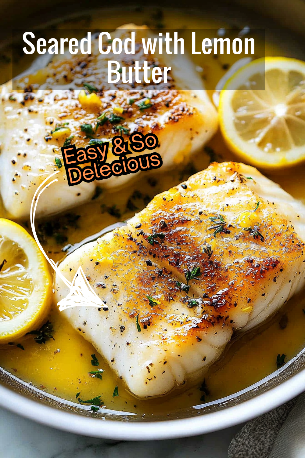 Savor the flavors of this delightful seared cod recipe with a tangy lemon herb butter sauce. The perfect meal to make your dinner special in less than 30 minutes.