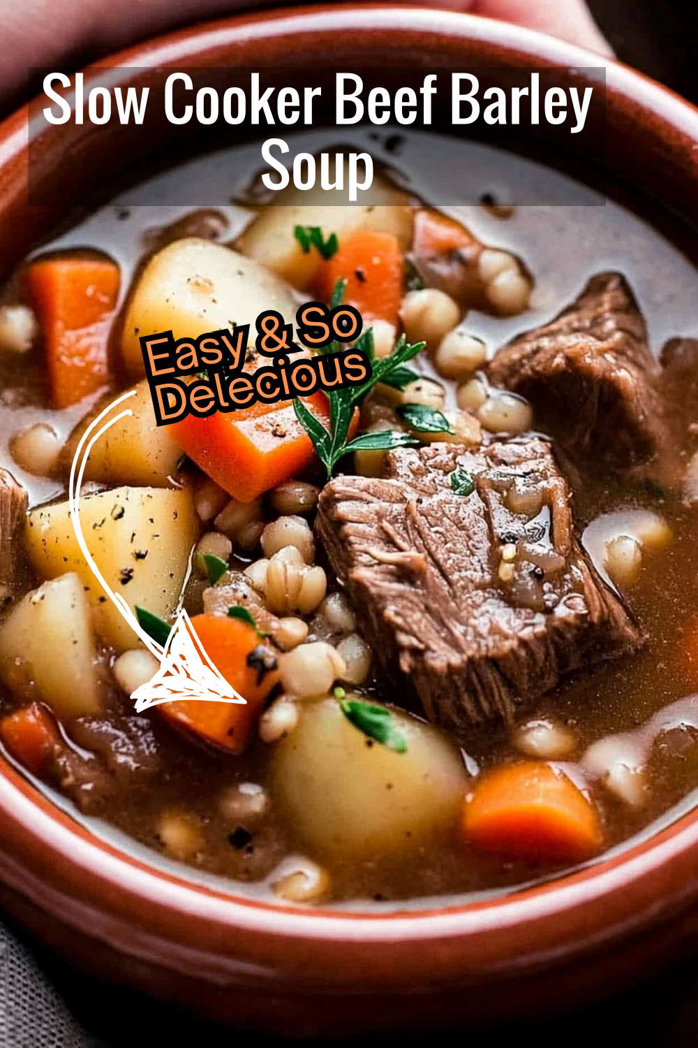 Cozy up with this hearty slow-cooked beef barley soup, packed with fork-tender beef, plump barley, and fresh vegetables. The perfect dinner to warm you on chilly nights.