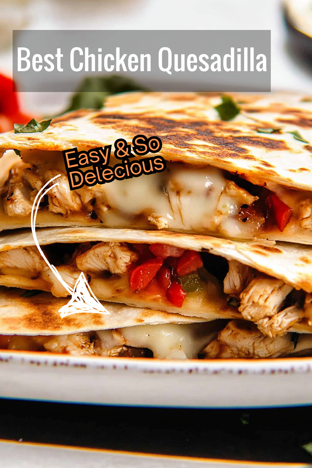 This flavorful chicken quesadilla is made with sautéed bell peppers, onions, and chipotle chilies, all wrapped in crispy tortillas. Dinner just got better!