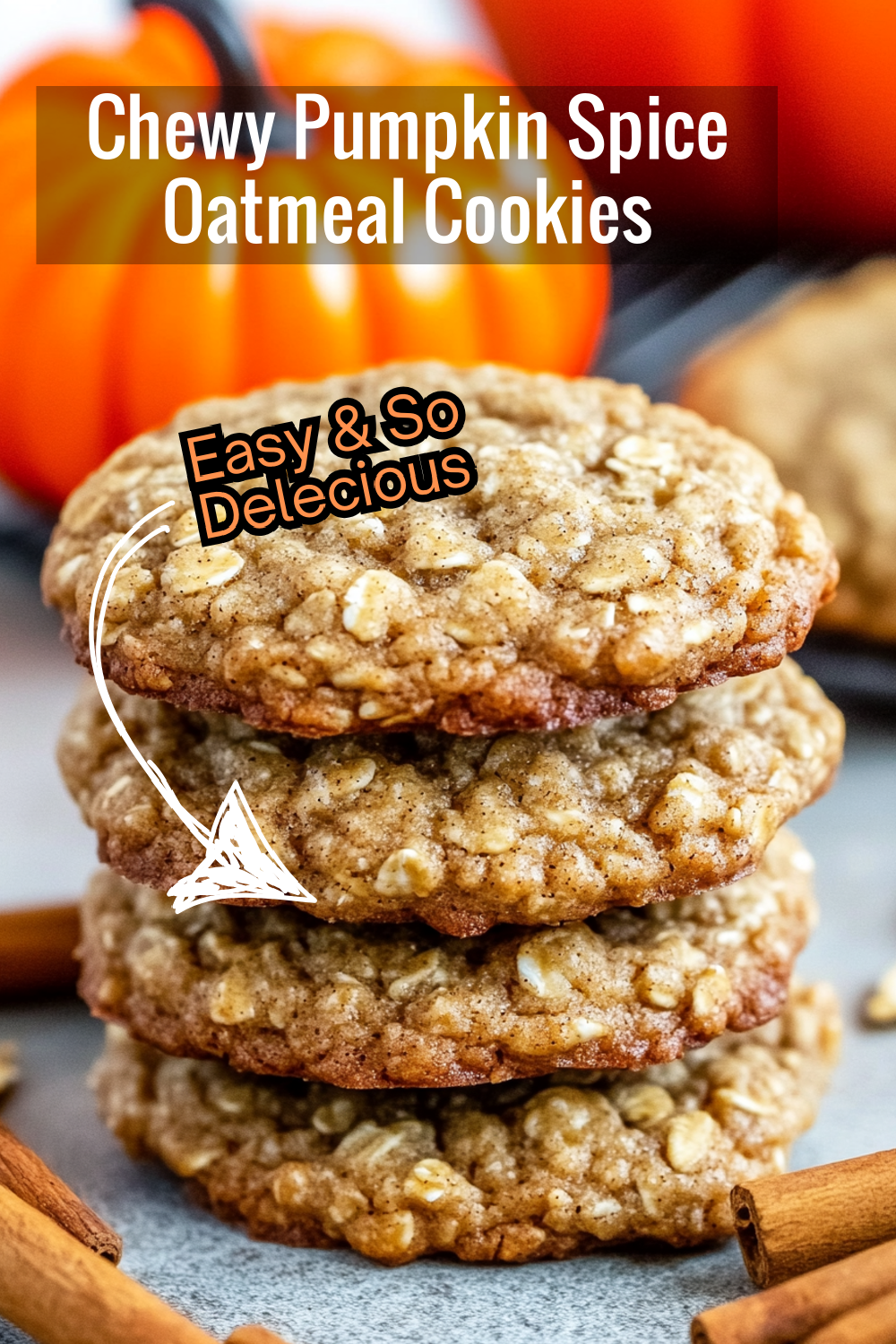 These chewy pumpkin spice oatmeal cookies are the perfect treat for fall! With crispy edges and a soft center, they're packed with warm, spiced flavors.