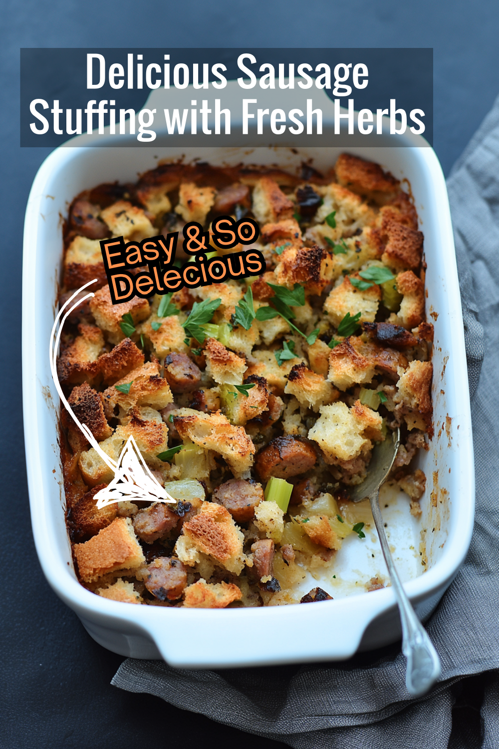 Try this flavorful Sausage Stuffing with Fresh Herbs recipe! Made with juicy kielbasa sausage, tender potatoes, and vibrant green beans, all seasoned to perfection. Ideal for family dinners or special occasions.