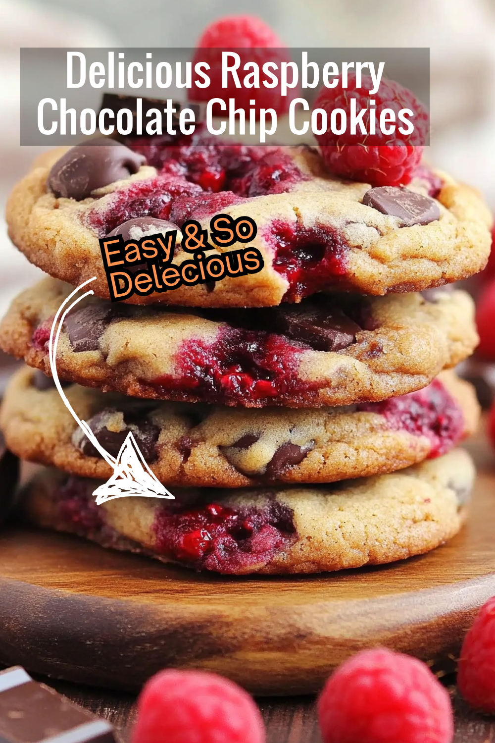 These homemade raspberry chocolate chip cookies are packed with bittersweet chocolate and tart raspberries, creating a balance of rich and fruity flavors!