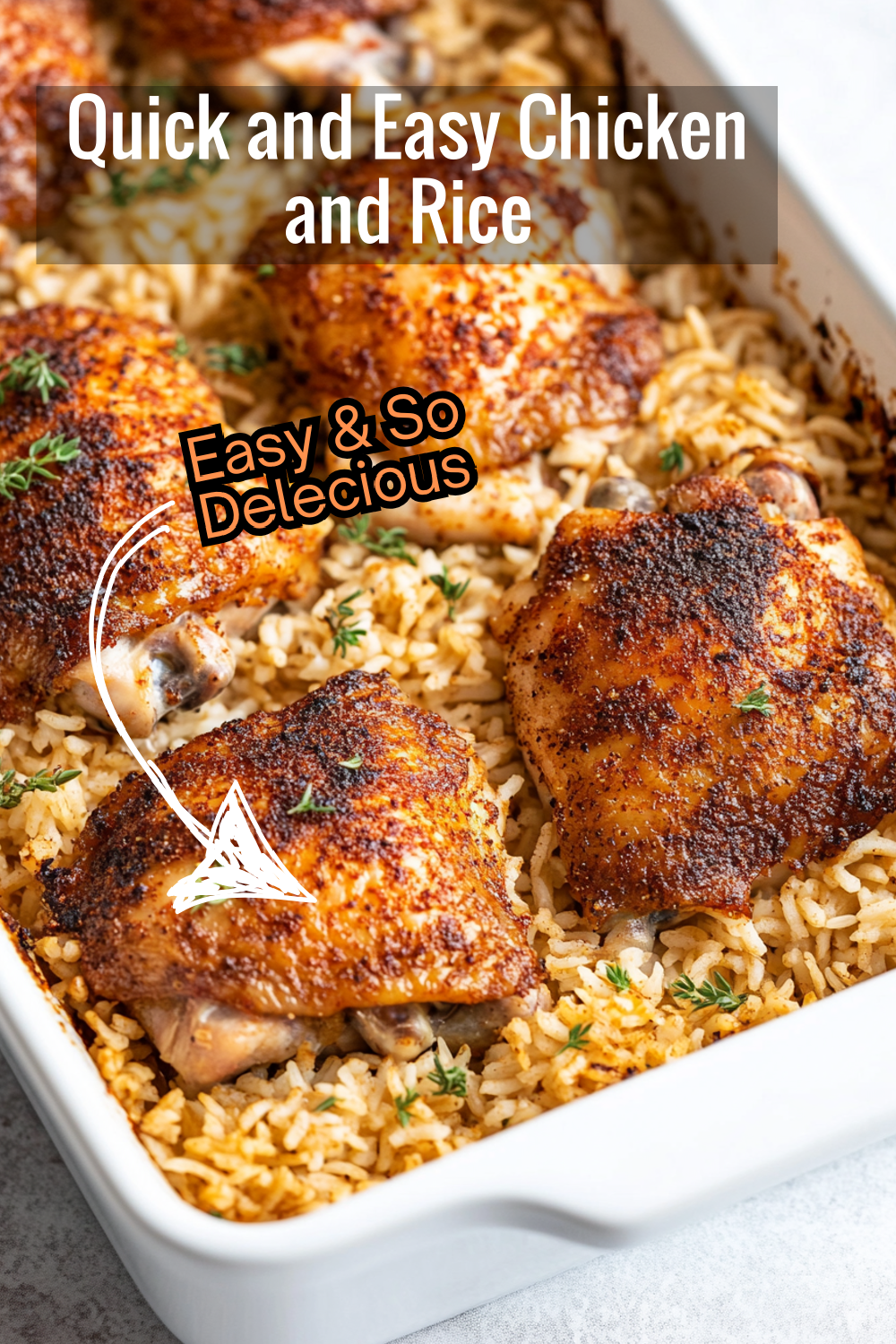 Need a quick and easy meal? This oven-baked chicken and rice recipe is a lifesaver! Crispy, seasoned chicken with fluffy, flavorful rice – ready in no time!