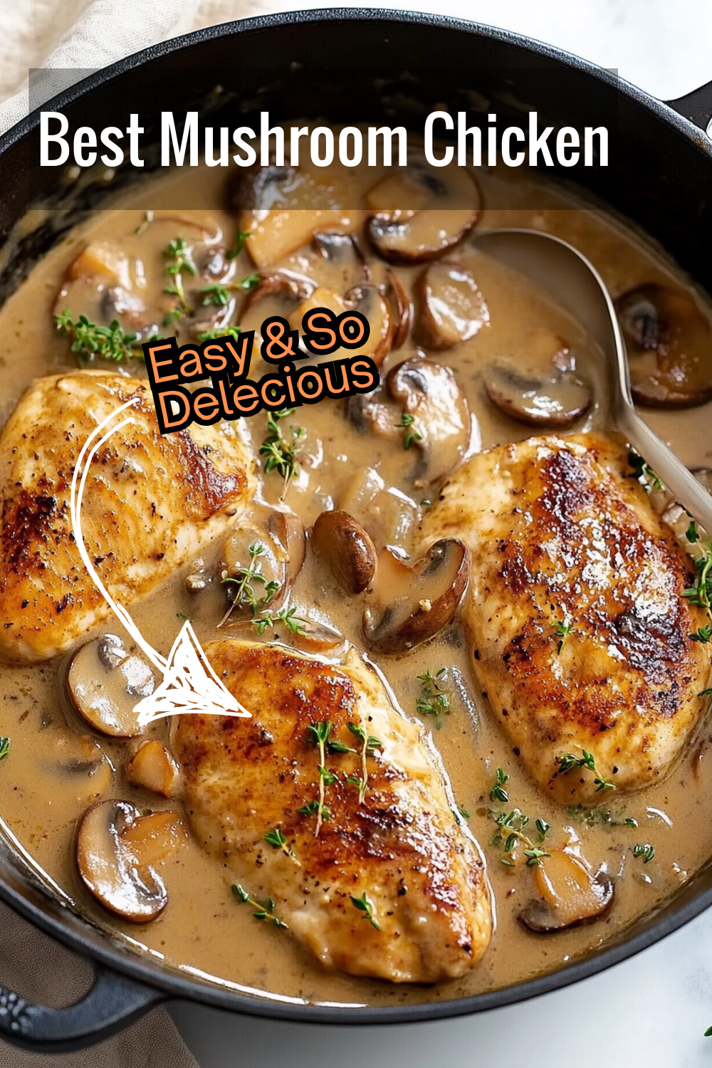 Experience crispy seared chicken with a luscious mushroom-based sauce enriched by beef broth and thyme. A foolproof dish for family dinners!