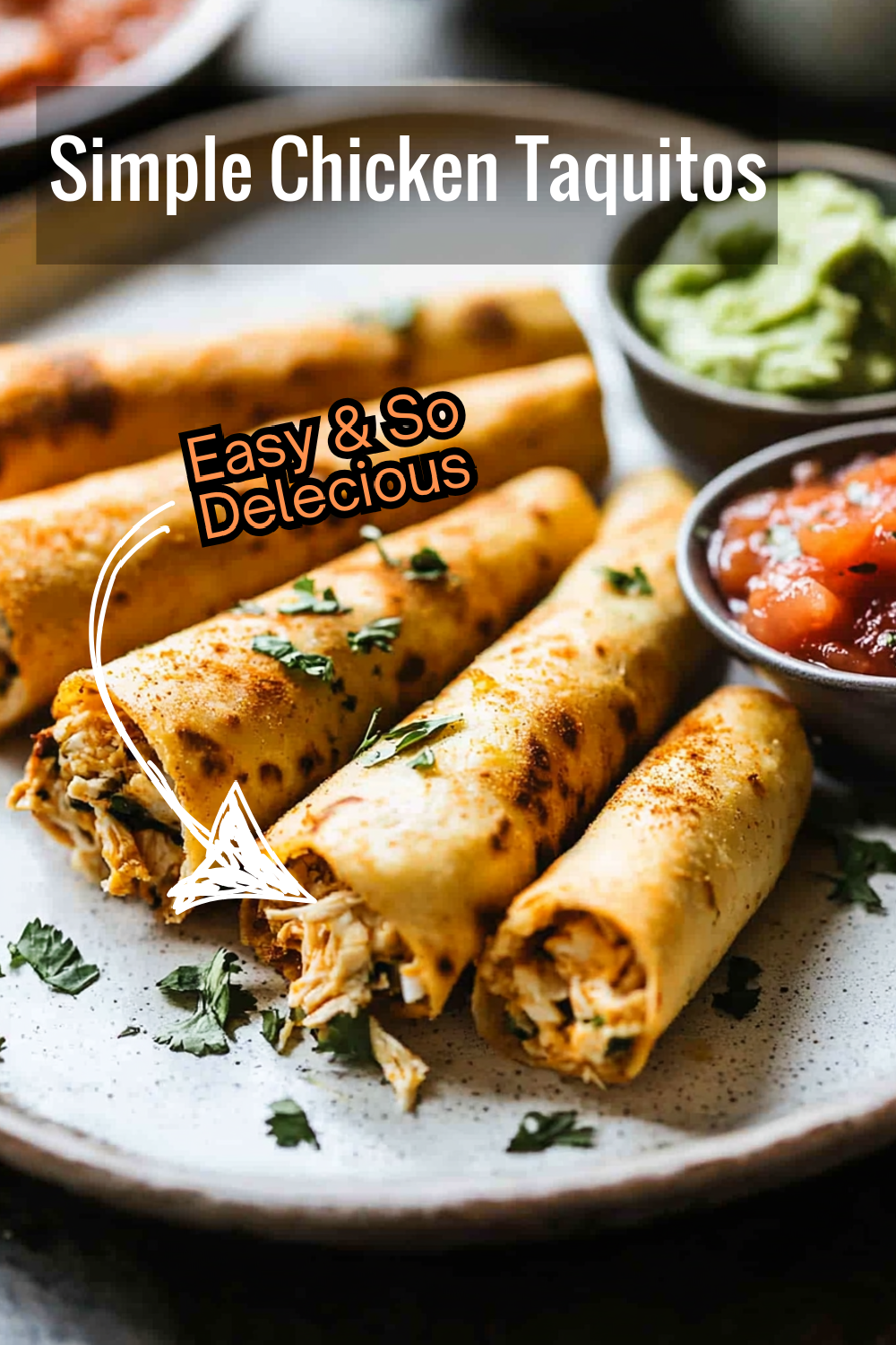 A quick and easy chicken taquitos recipe with a creamy chicken filling and crispy corn tortillas. Ready in minutes