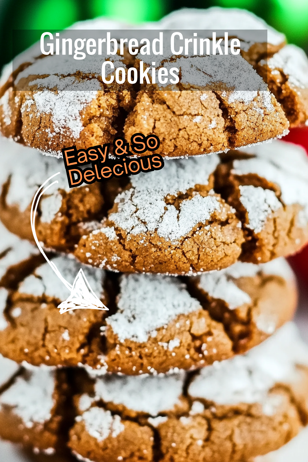 Bake these gingerbread crinkle cookies this holiday season. They’re spiced with ginger, cinnamon, and cloves, then rolled in powdered sugar for a festive touch.