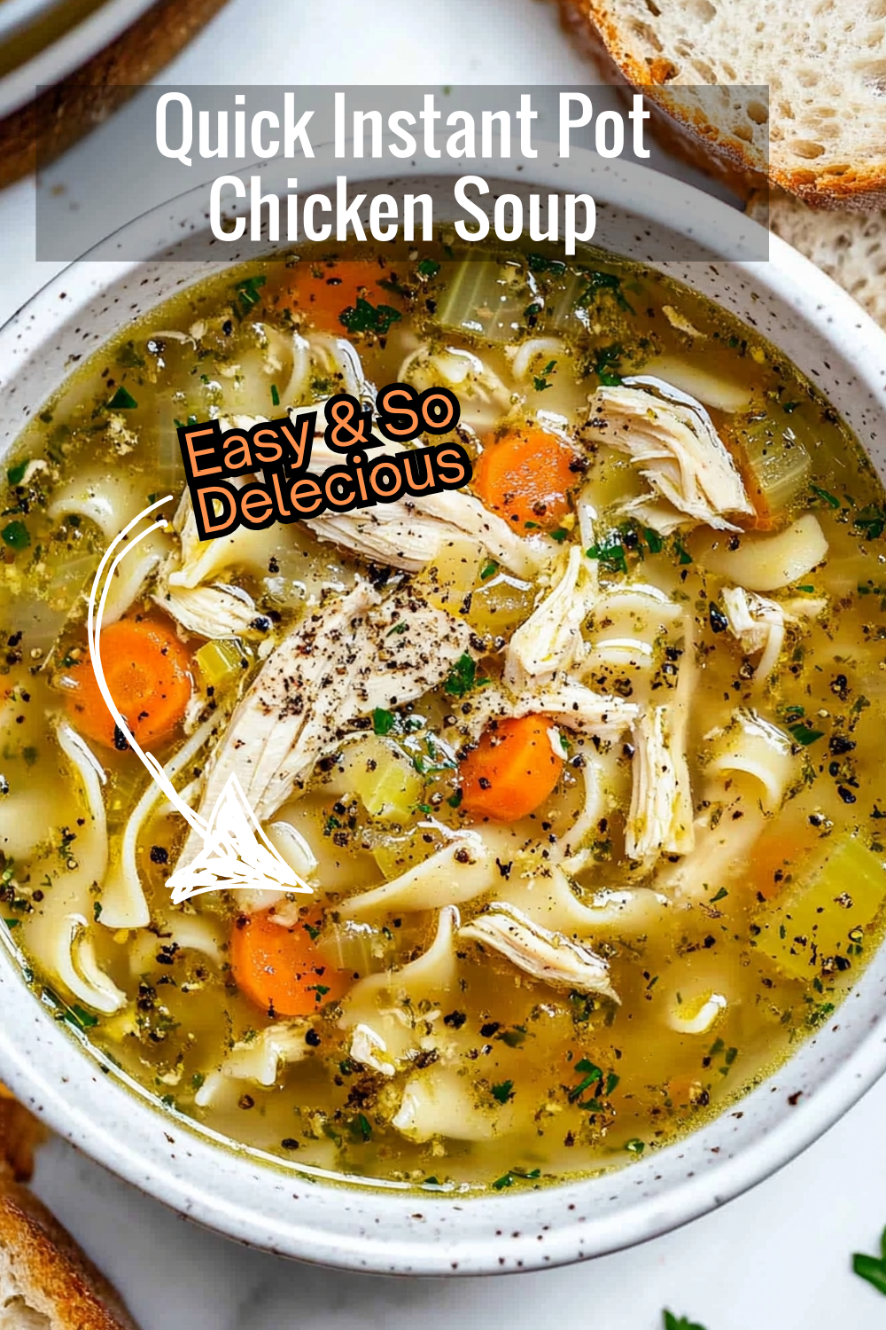 Looking for a fast and easy meal? This Instant Pot Chicken and Noodles recipe is perfect! It's filled with juicy chicken, tender egg noodles, and fresh vegetables, creating a wholesome, hearty soup in no time.