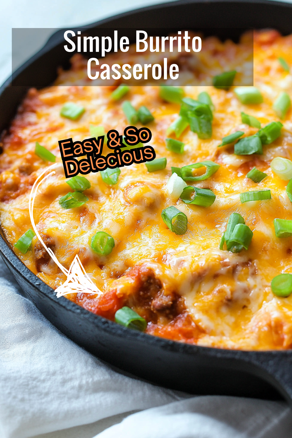 Make dinner simple and tasty with this baked burrito casserole recipe! With layers of refried beans, beef, and cheese, it’s sure to be a hit.