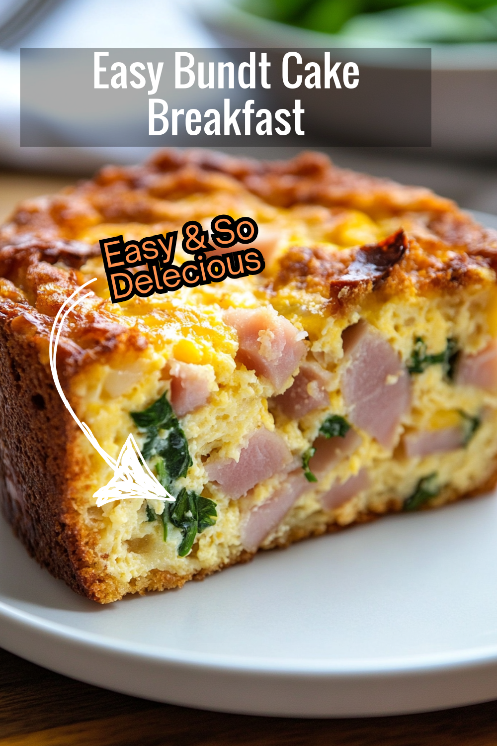 Make breakfast easy and flavorful with this savory Bundt Cake Breakfast Recipe! Spinach, cheese, and ham baked to perfection.