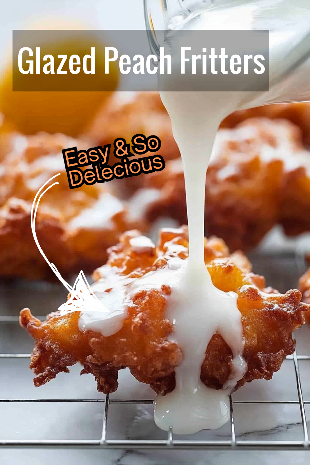 Sweet and fruity fritters coated in a light, peach-flavored glaze—dessert or snack? You decide!