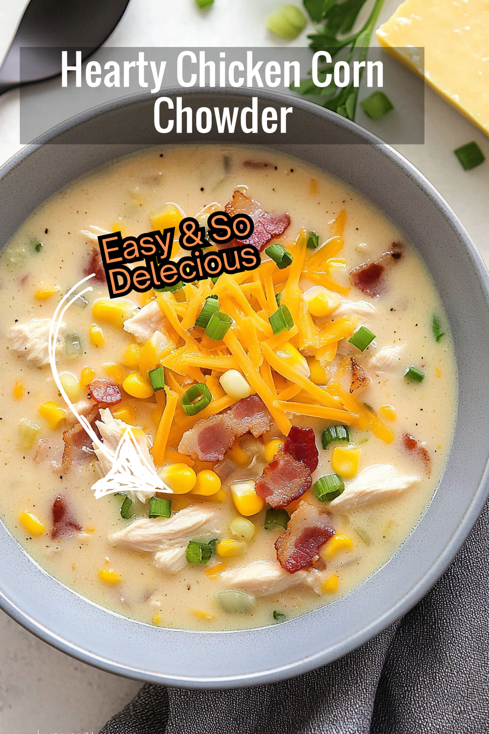 Packed with chicken, red potatoes, and crunchy bacon, this hearty chowder is finished with cheddar and green onions for an irresistible flavor.