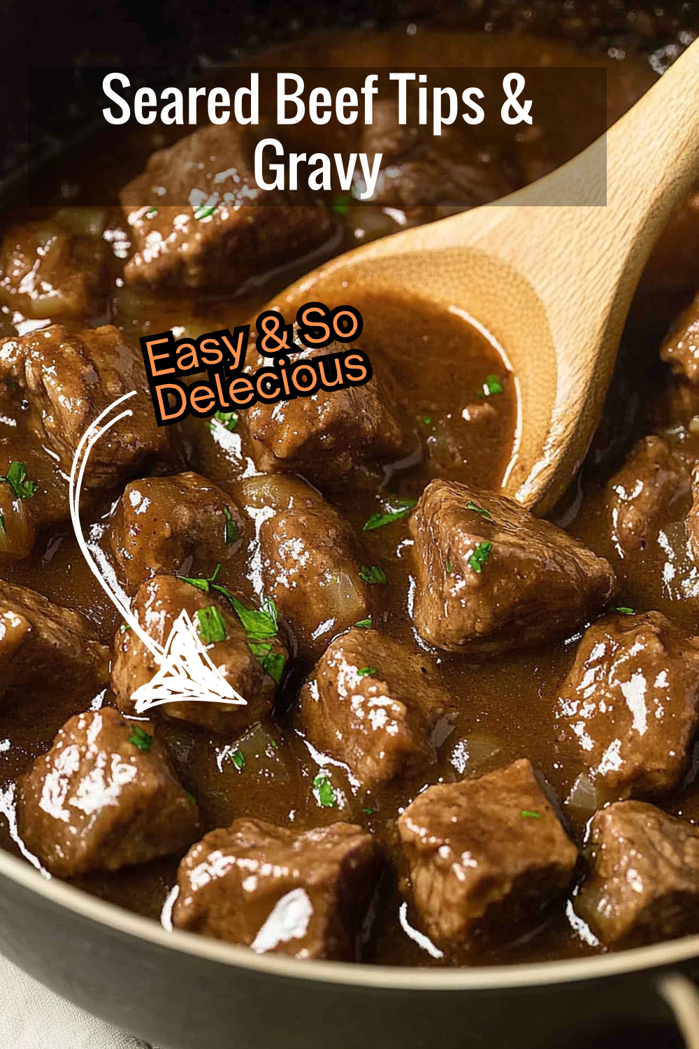 Perfectly seared beef tips meet a smooth, onion-butter gravy. This dish combines simplicity with full-bodied flavor.