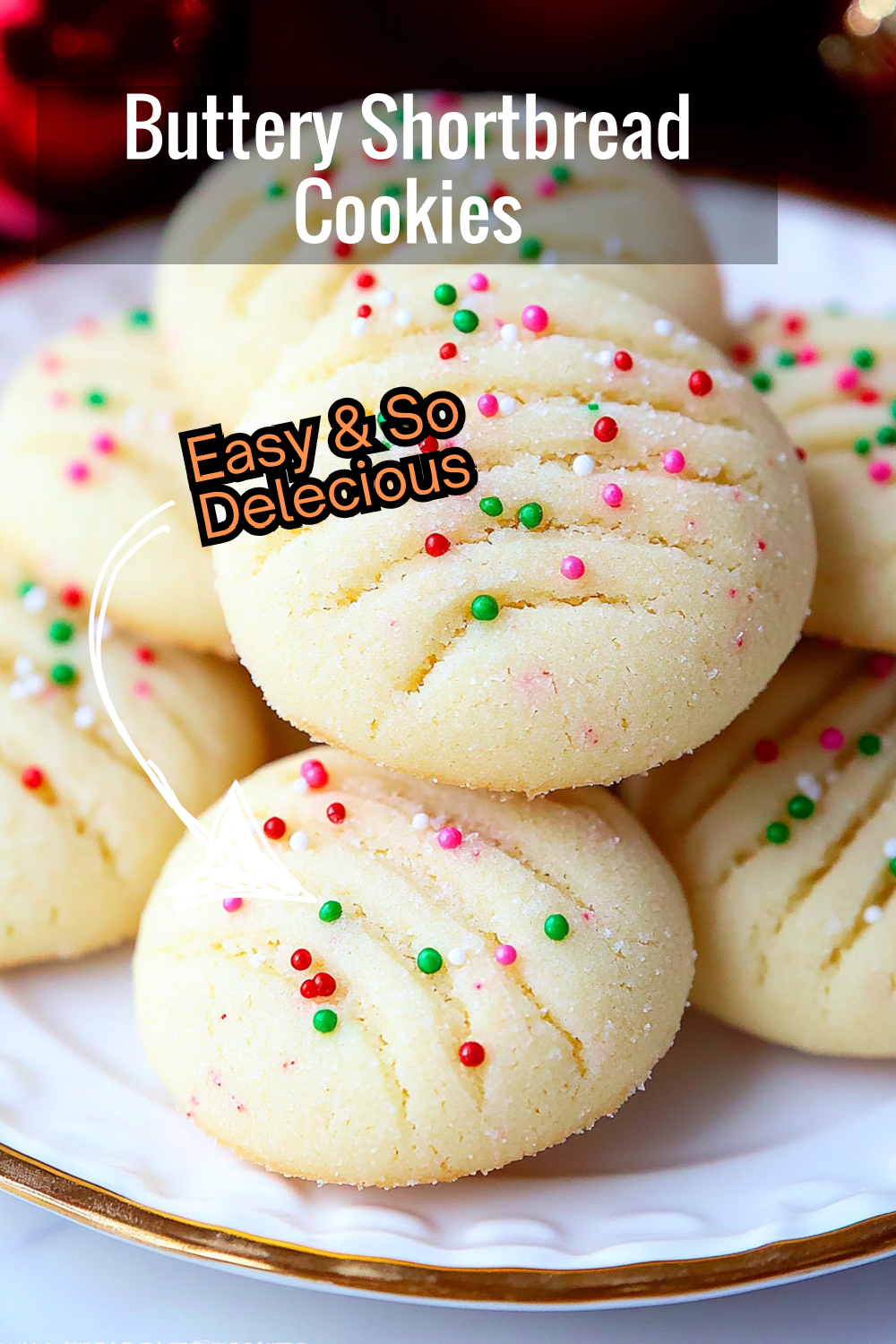 Try this buttery shortbread cookies recipe that gives you perfectly round, soft cookies with a festive sprinkle topping. Ideal for holiday baking and sharing!