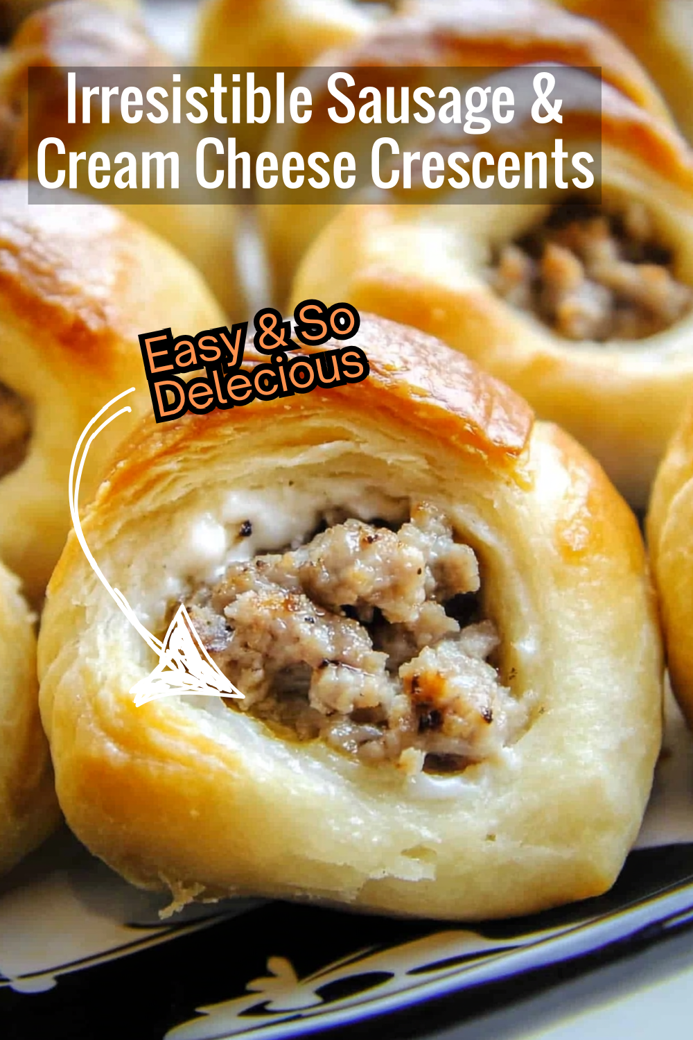 Bake these irresistible crescent rolls stuffed with sausage and cream cheese for a quick snack or appetizer. Your family will love them!