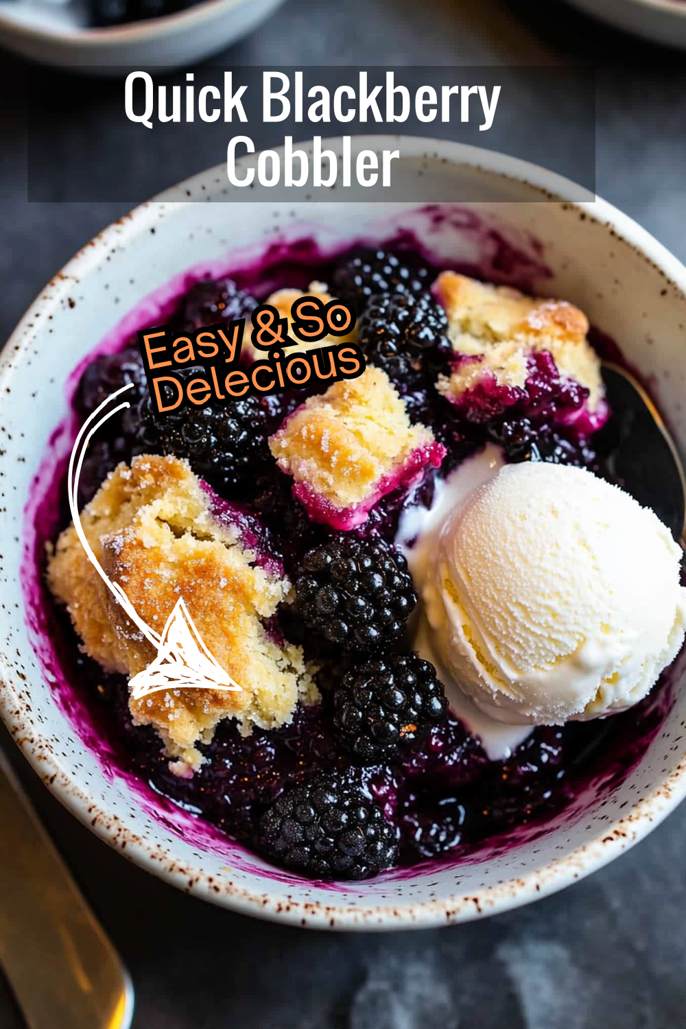 Looking for a quick dessert? Try this blackberry cobbler! Fresh blackberries and a golden crust come together in no time for a delicious homemade treat.