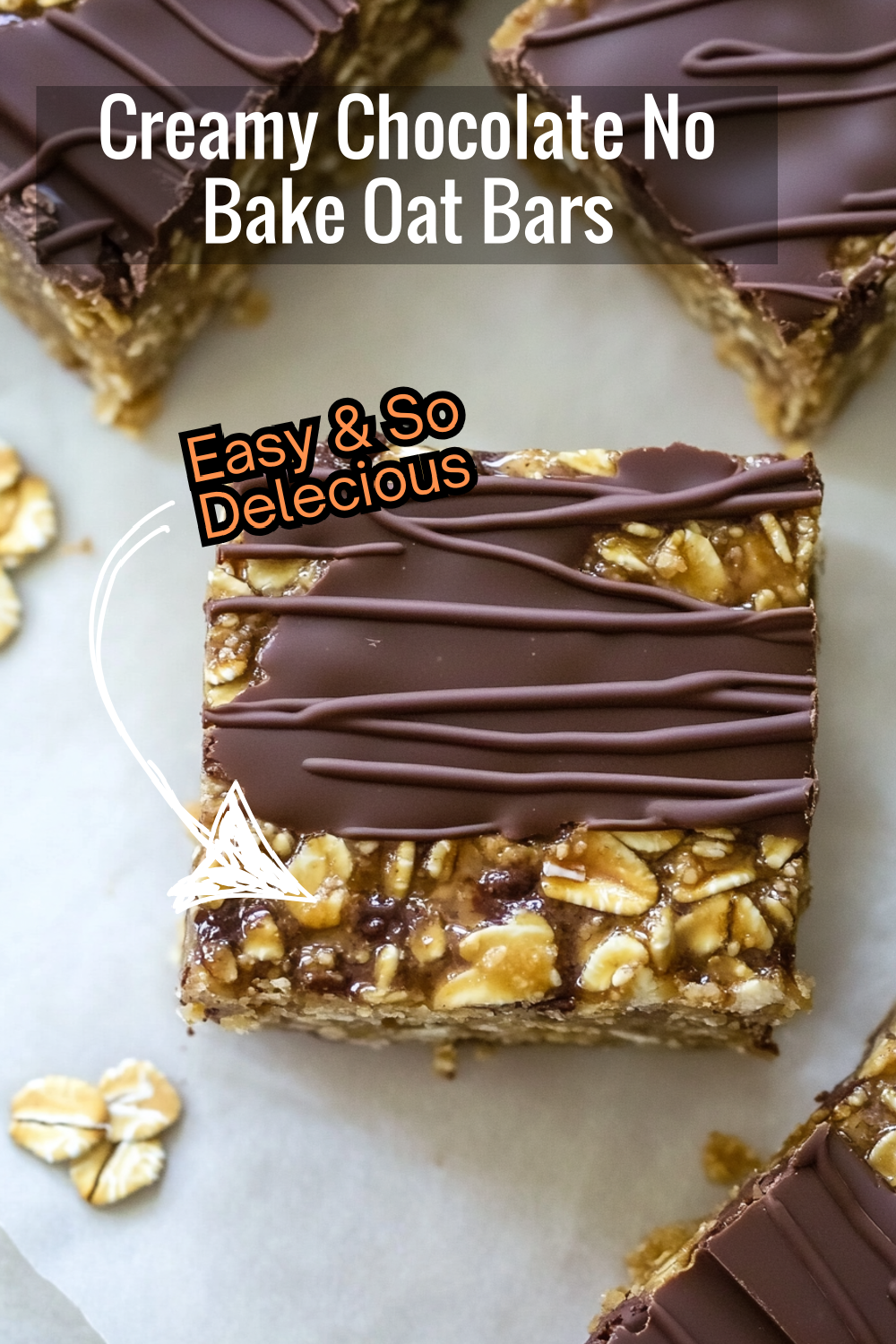 These creamy chocolate no-bake oatmeal bars are the perfect blend of oats and a smooth chocolate-peanut butter layer. Ideal for a simple dessert.