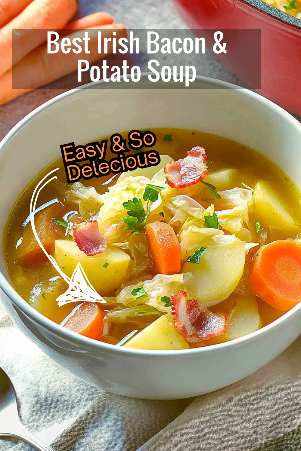 A classic Irish soup that brings together tender cabbage, soft potatoes, and smoky bacon in a savory broth. Perfect for cozy nights in!