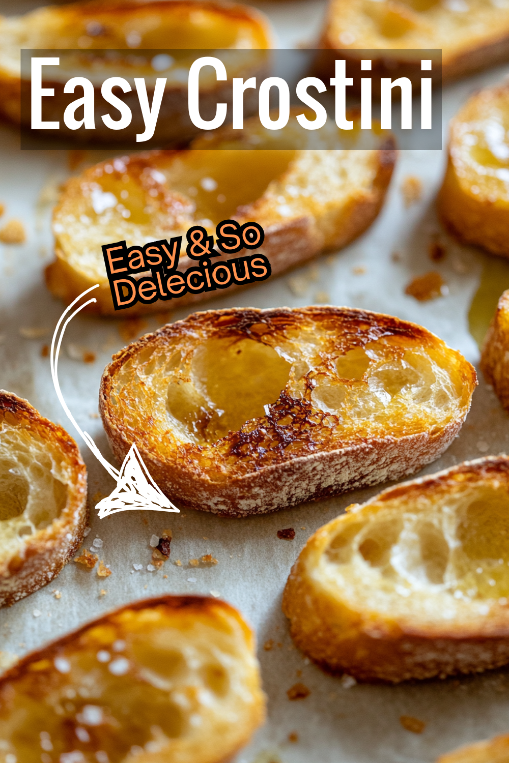 Discover how to make perfectly crispy crostini at home with just a few simple ingredients. Ideal for appetizers or snacks, these golden brown slices are irresistibly delicious!