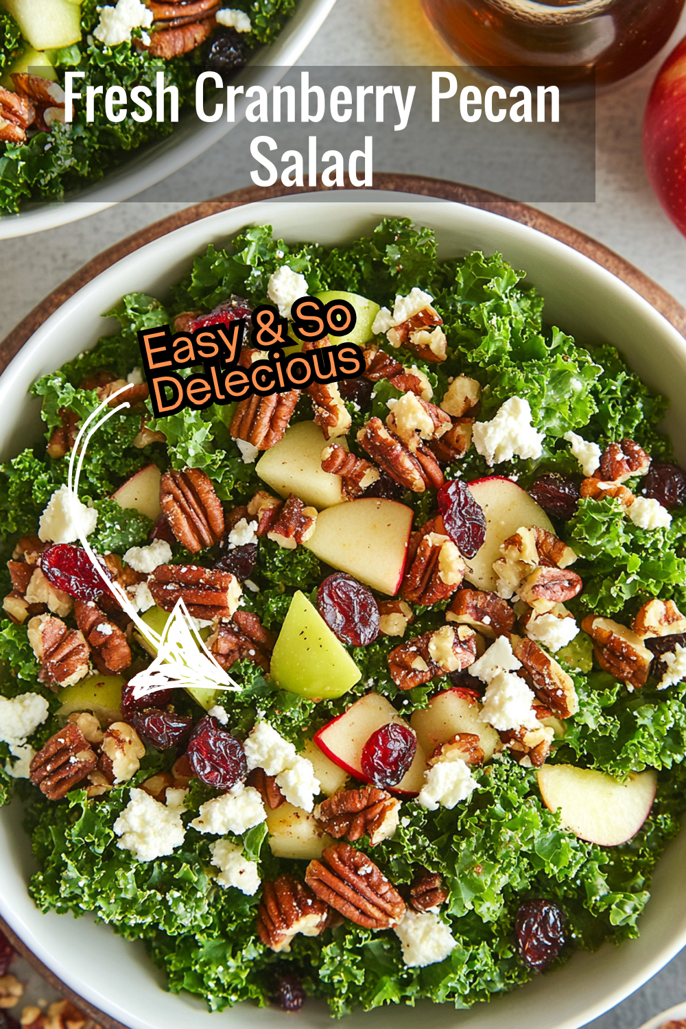 A colorful mix of seasonal ingredients, including apples, kale, and pecans—just right for autumn meals.