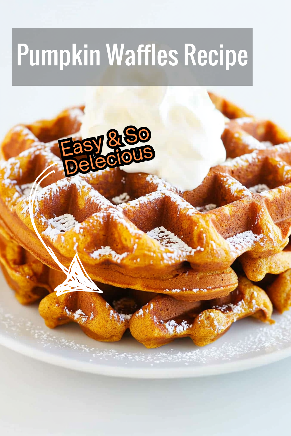 Try these crispy pumpkin waffles with a delicious twist – the perfect balance of pumpkin spice and a touch of caramelization on the edges, served with whipped cream and syrup.