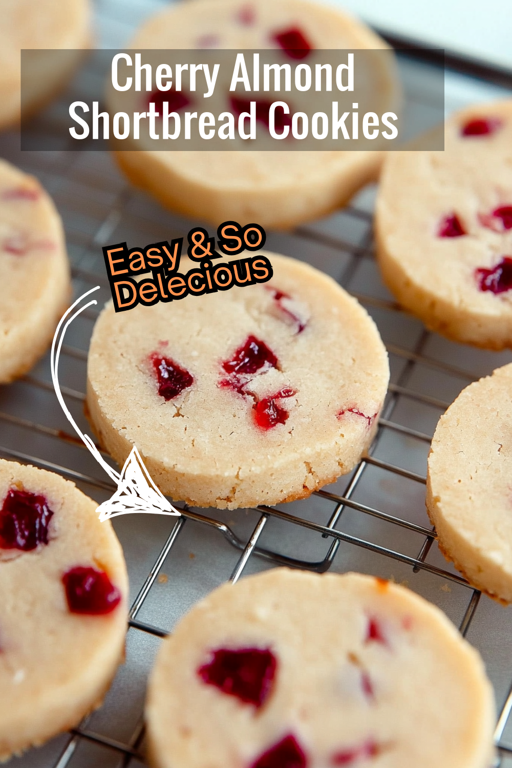 These cherry almond shortbread cookies are great for gifting! The sweet cherries and almond flavor make a thoughtful homemade treat.