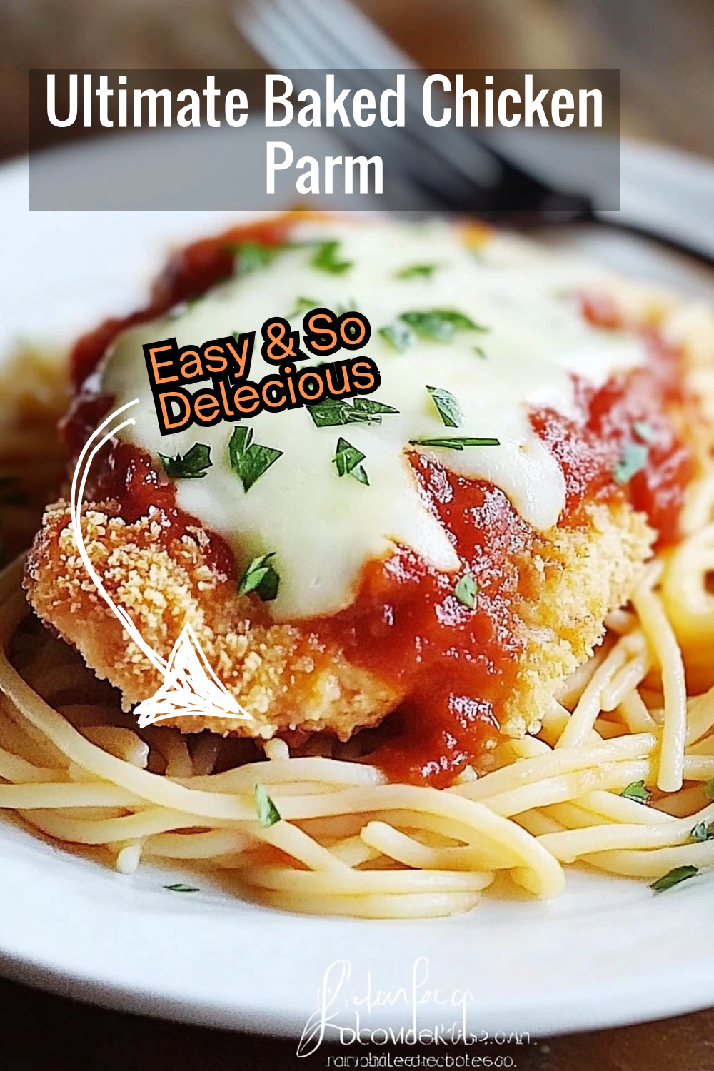 Experience the ultimate comfort food with this Baked Chicken Parmesan Recipe! Coated with a crispy Parmesan crust and served over a bed of saucy pasta.