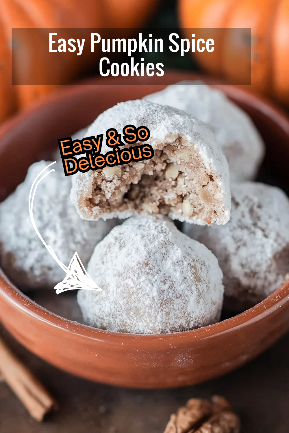 Enjoy the irresistible combination of pumpkin spice and powdered sugar in every bite! These snowball cookies are the ideal treat for fall and holiday celebrations.