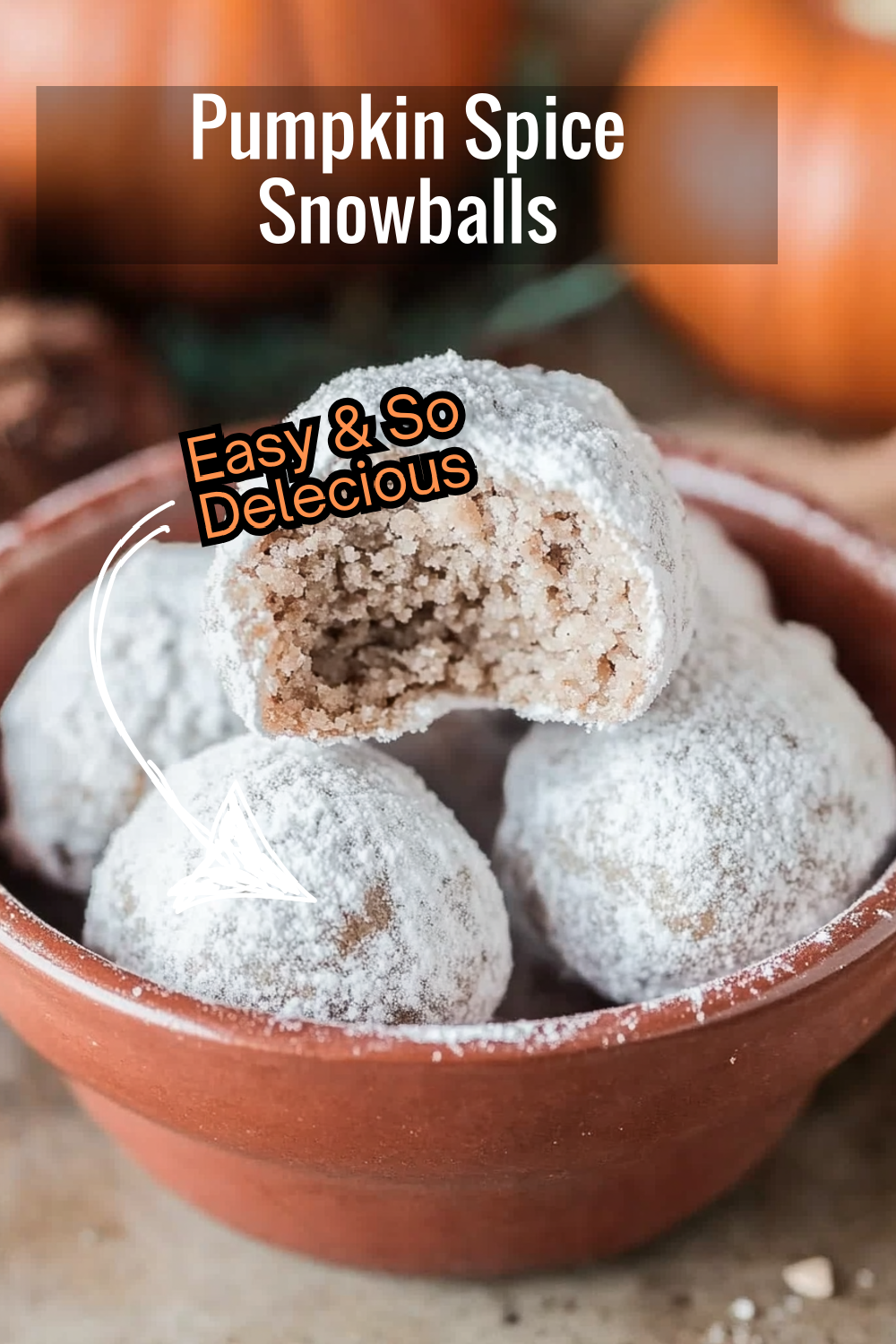 These soft and spiced snowball cookies, packed with crunchy pecans, are coated in powdered sugar to perfection. A delightful autumn-inspired dessert!