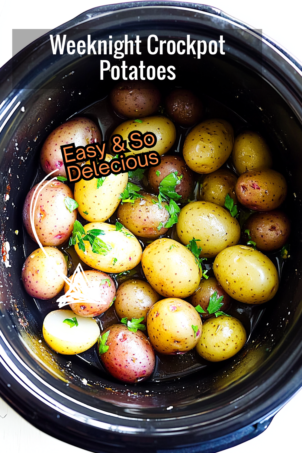 Make weeknight dinners a breeze with these crockpot potatoes. Tender, lightly browned, and perfectly seasoned with parsley and olive oil, they’re a side everyone will love!