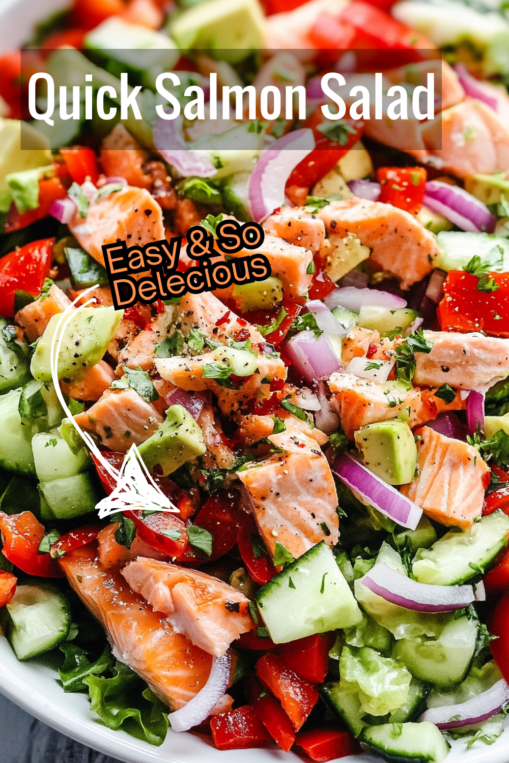 Whip up this quick and delicious salmon salad for a refreshing meal! Featuring flaked salmon, fresh greens, and crunchy veggies for the perfect bite.