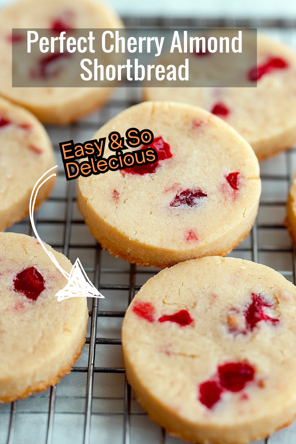 Learn how to make the perfect cherry almond shortbread cookies! Light, buttery, and dotted with sweet cherry pieces.