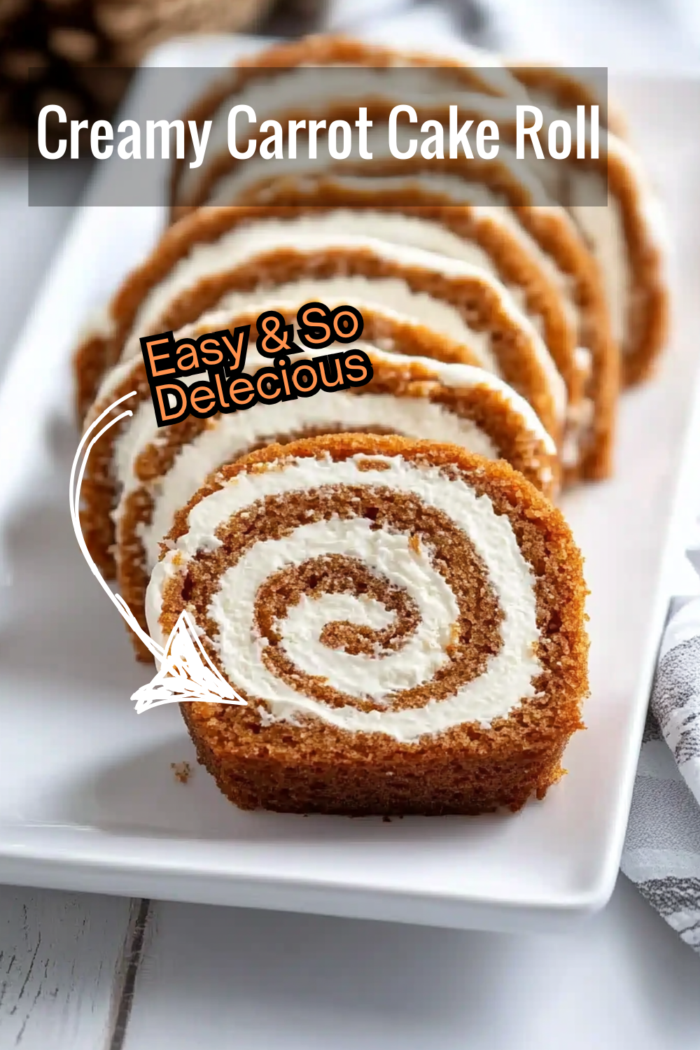 This creamy carrot cake roll brings together cinnamon, ginger, nutmeg, and a creamy frosting filling. A perfect balance of flavor and texture in every bite!