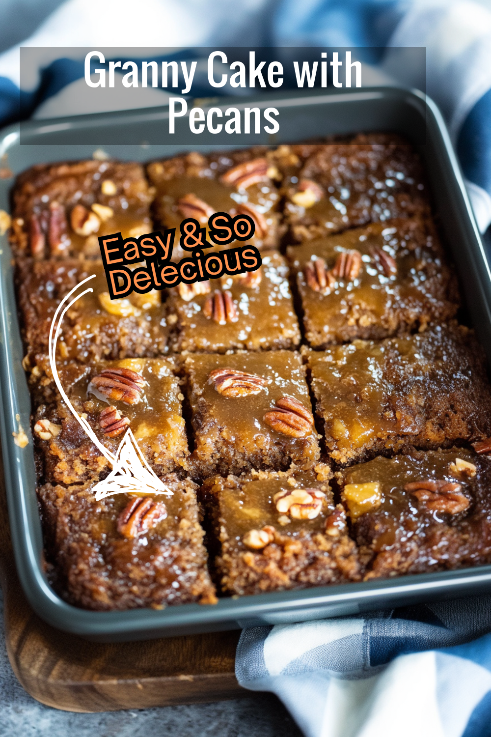 A classic Granny Cake Recipe made extra special with chopped pecans and a sweet brown sugar topping. The moist pineapple cake base is the perfect complement!