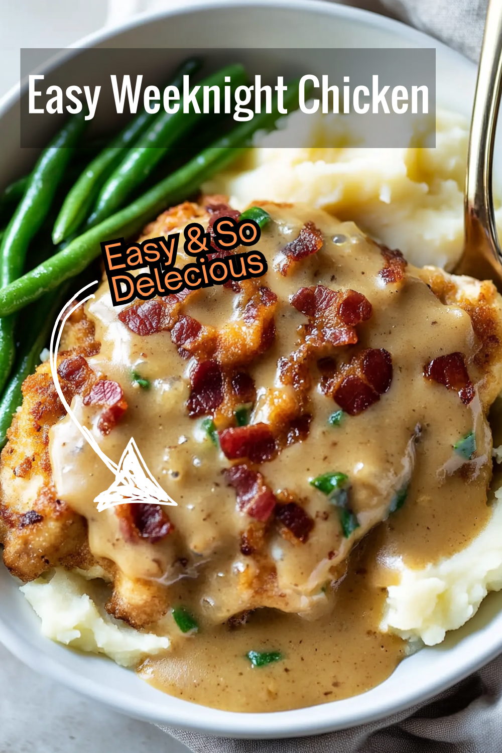 Perfect for busy weeknights, this smothered chicken recipe is quick, easy, and loaded with flavor. Golden-brown chicken smothered in a savory, creamy gravy with bacon—what’s not to love?