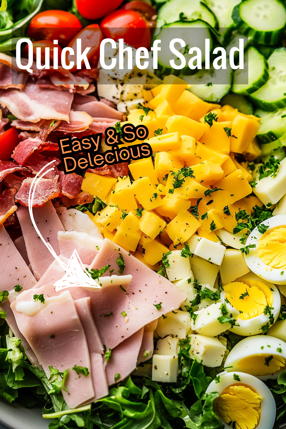 Looking for a quick, nutritious meal? This easy Chef Salad with smoked ham, turkey, and sharp cheddar will satisfy your cravings in no time.