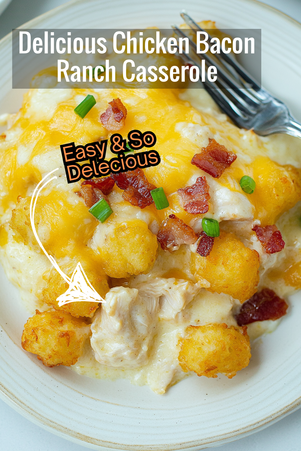 This Chicken Bacon Ranch Tater Tot Casserole is layered with cheesy goodness, tender chicken, and savory bacon. The crispy tater tots on top make it an irresistible dinner option for any night.