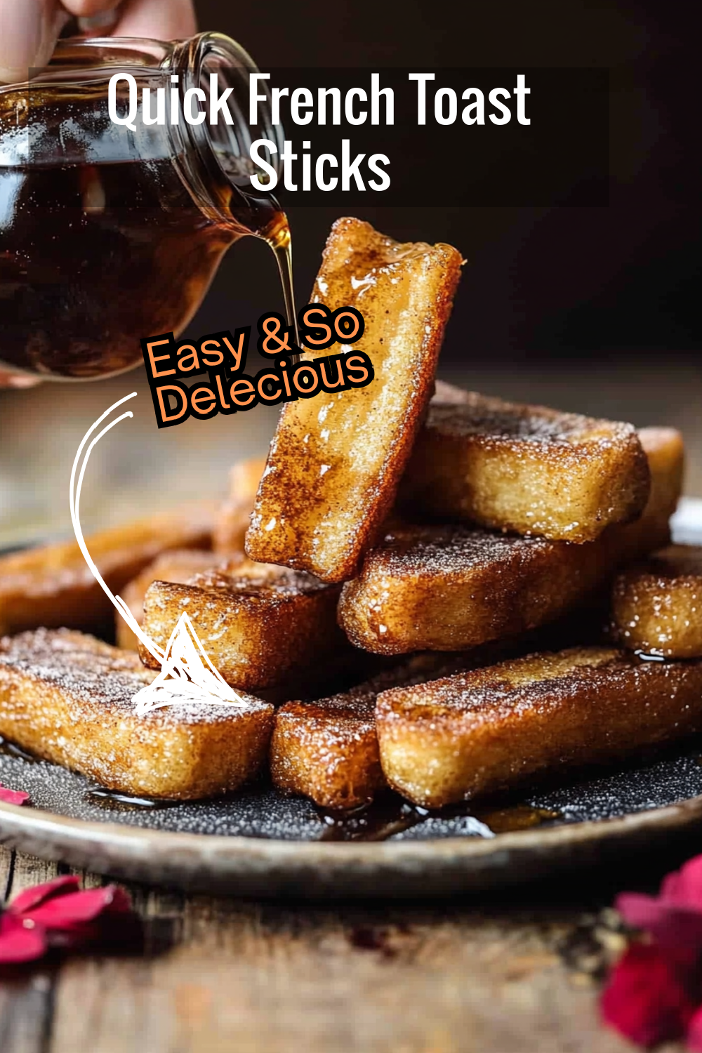 Need a quick breakfast? These French toast sticks come together fast! Golden, crispy, and spiced with cinnamon for a delicious start to your day.