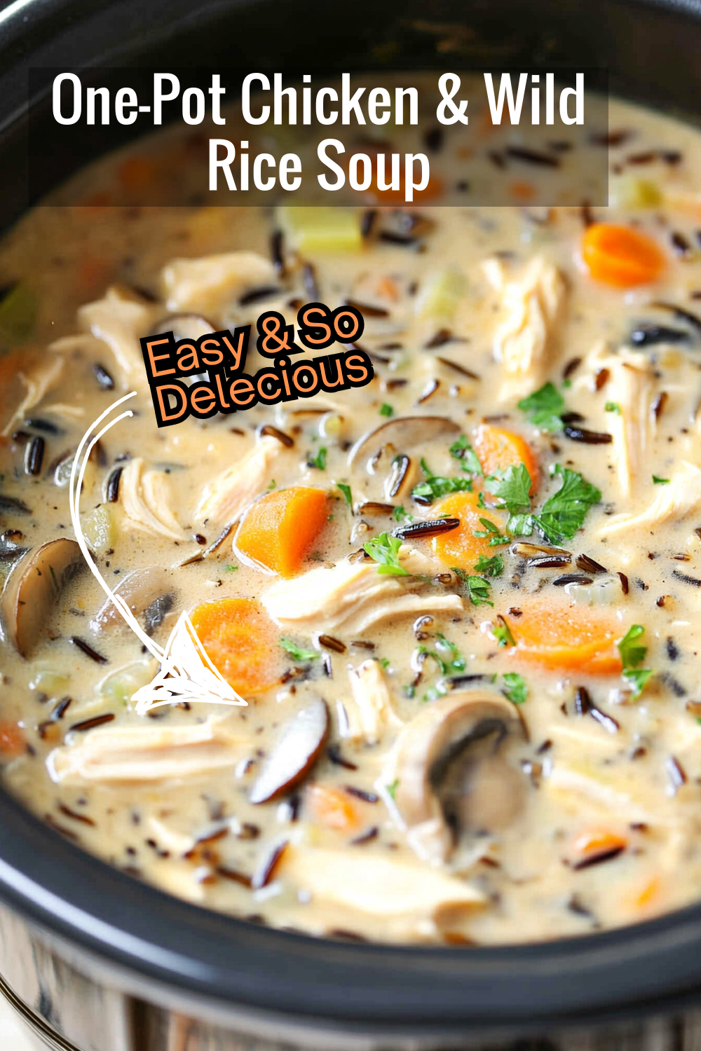 Make dinner cleanup easy with this one-pot mushroom chicken and wild rice soup! Filled with soft mushrooms, chewy rice, and fragrant herbs, this soup has a rich broth perfect for cozy nights.