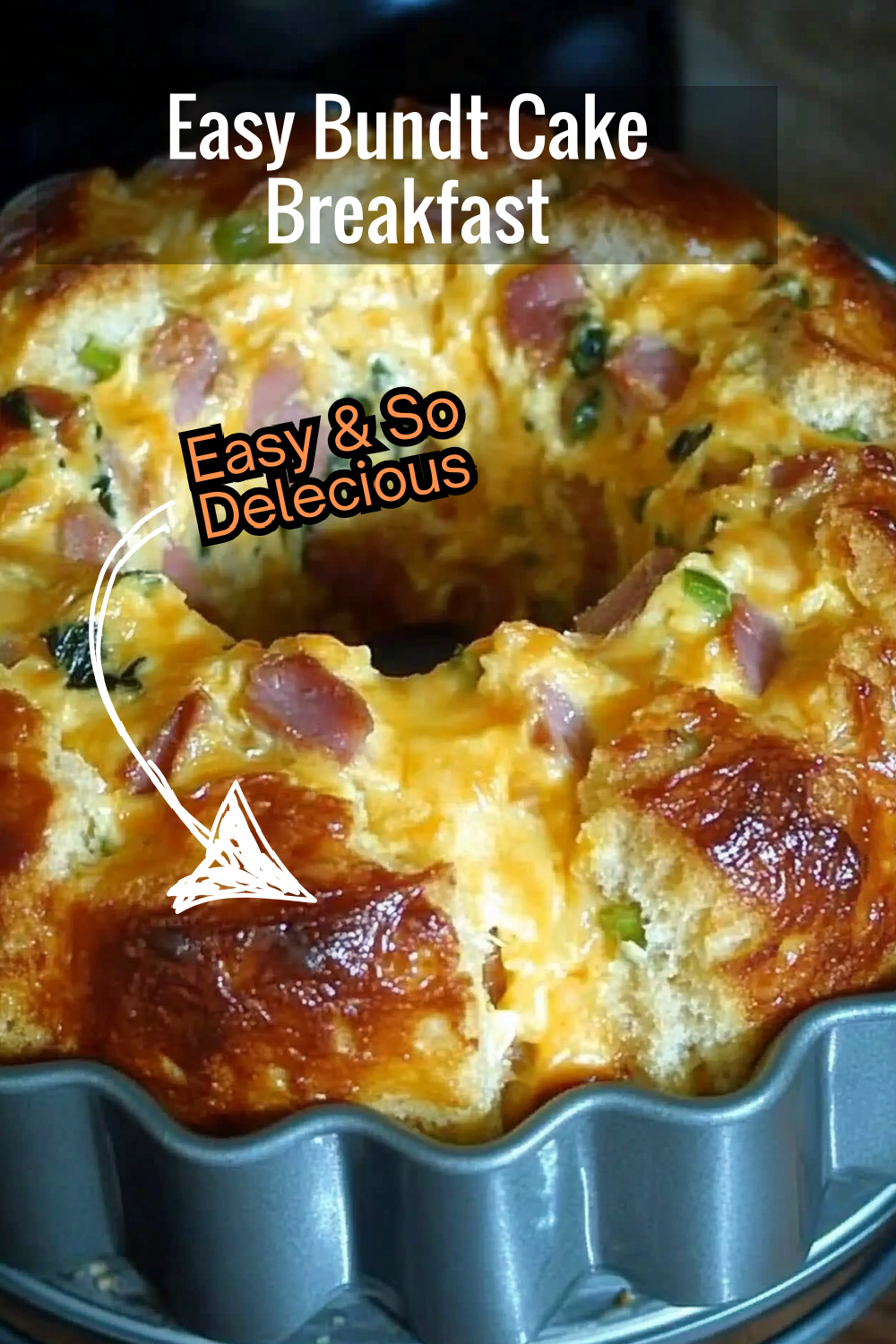 Make breakfast easy and flavorful with this savory Bundt Cake Breakfast Recipe! Spinach, cheese, and ham baked to perfection.