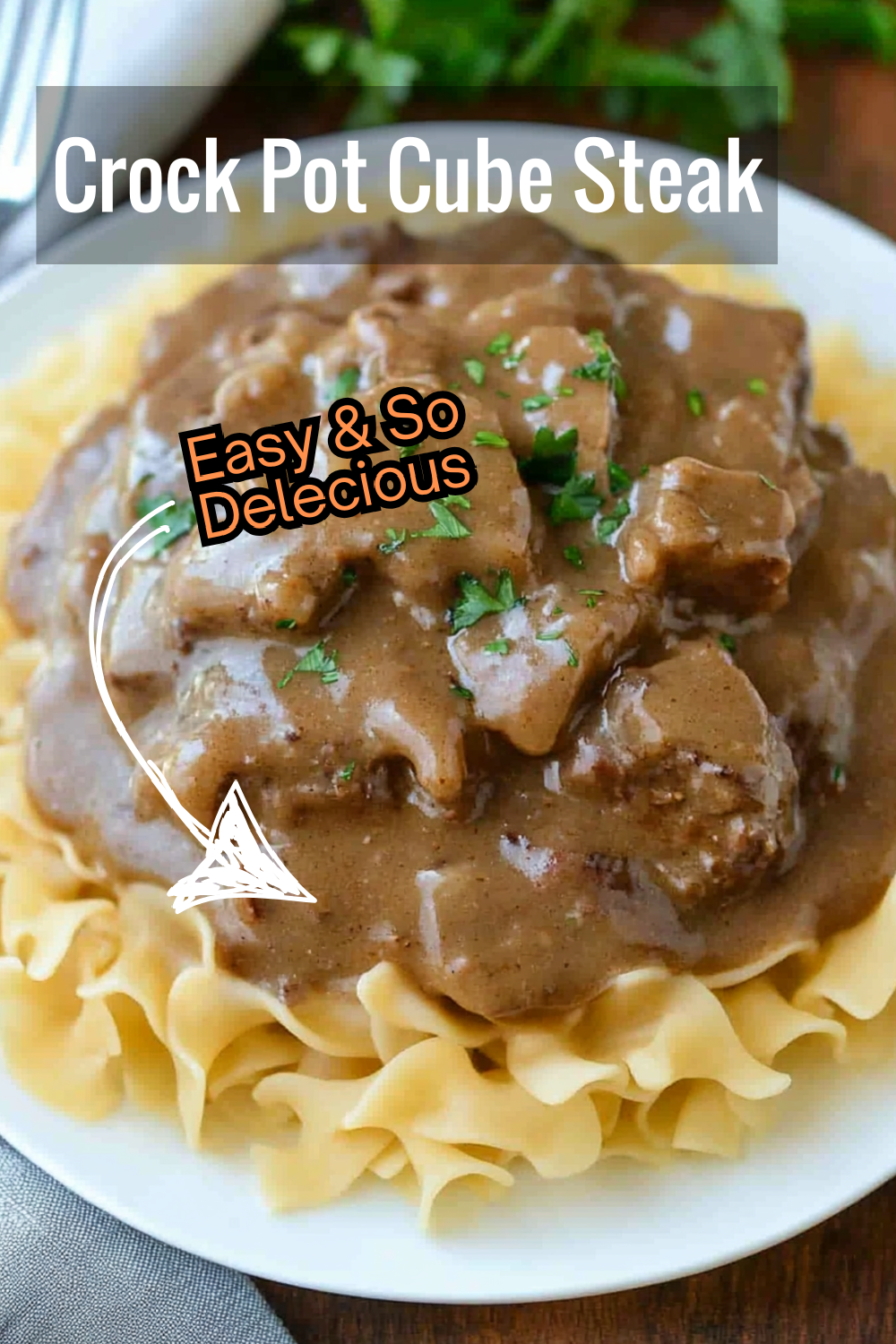 Enjoy a rich, savory meal with this Crock Pot Cube Steak recipe. The creamy mushroom gravy and tender beef are the perfect match!