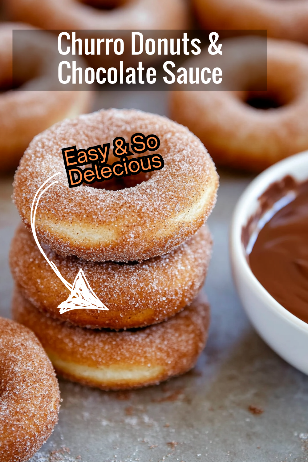 These baked churro donuts are perfectly complemented by a rich chocolate dipping sauce. Soft, sweet, and a delightful twist on a classic churro!