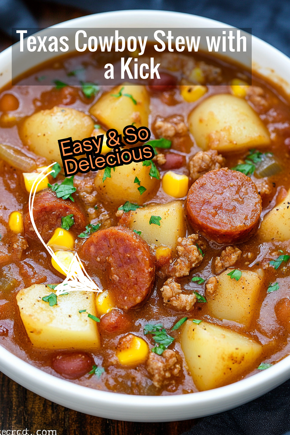 Love a little heat? This Texas Cowboy Stew brings a kick with chili powder and green chilies, balanced by savory sausage and tender potatoes.