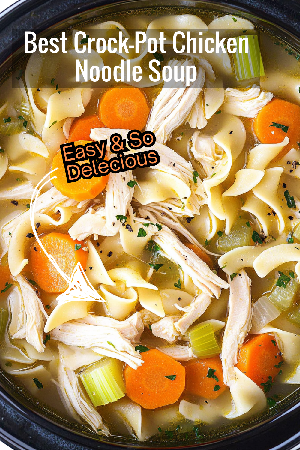 Enjoy the ultimate comfort food made easy. This Crock-Pot chicken noodle soup is packed with tender chicken, carrots, celery, and egg noodles.